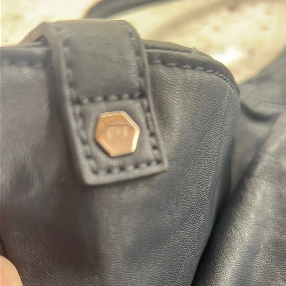 R+J Black Hobo Vegan Leather Women's Bag